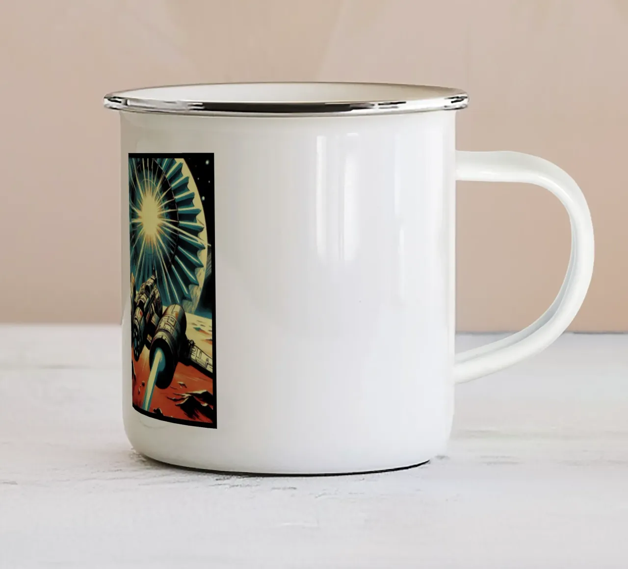 Astronave - Stampa poster d'epoca tazza in smalto da posterprints-by-nomad