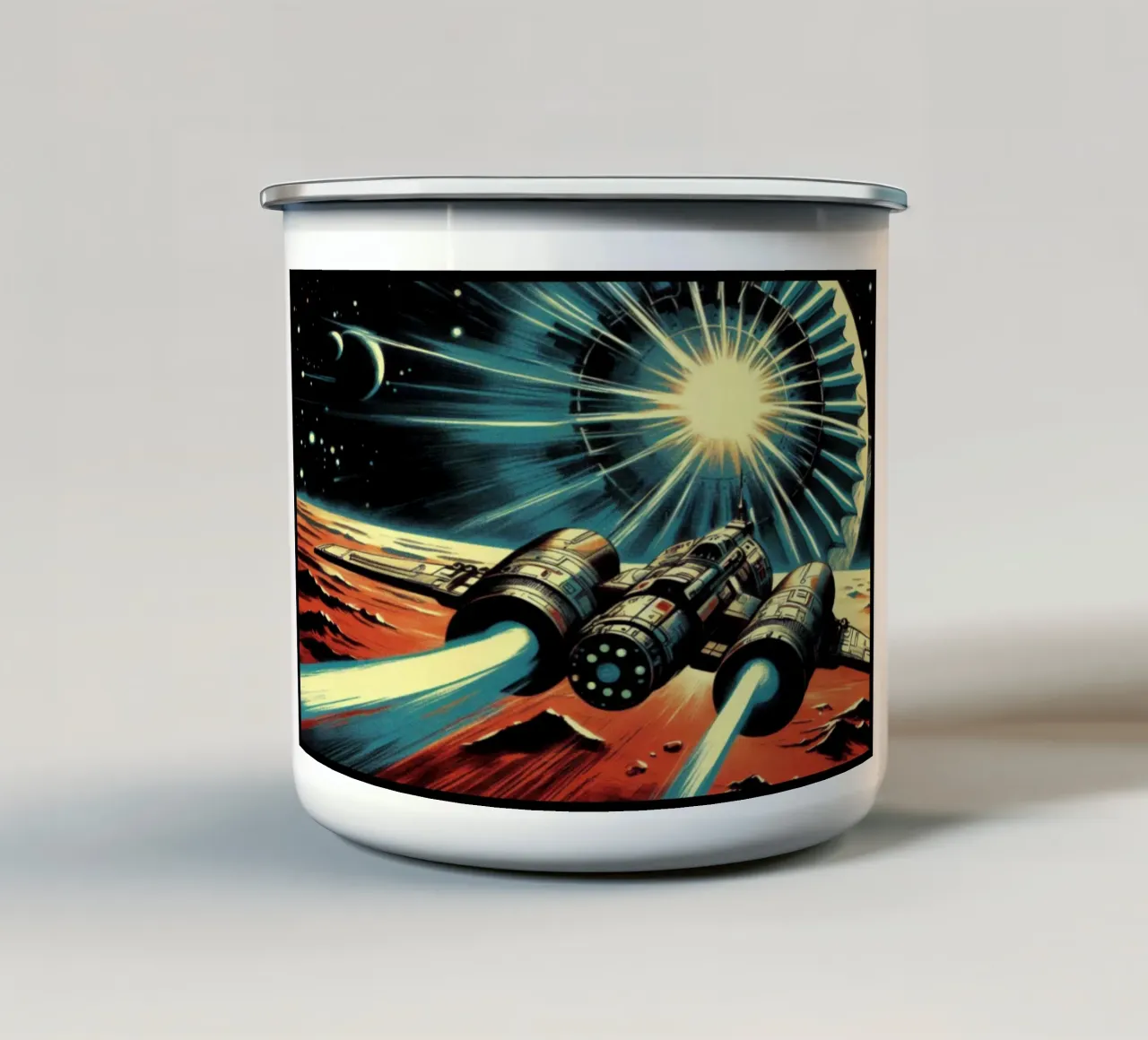 Astronave - Stampa poster d'epoca tazza in smalto da posterprints-by-nomad