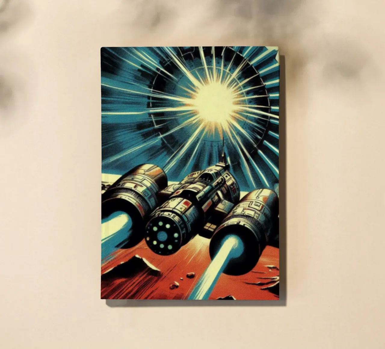 Spaceship - Vintage poster print notebook by posterprints-by-nomad