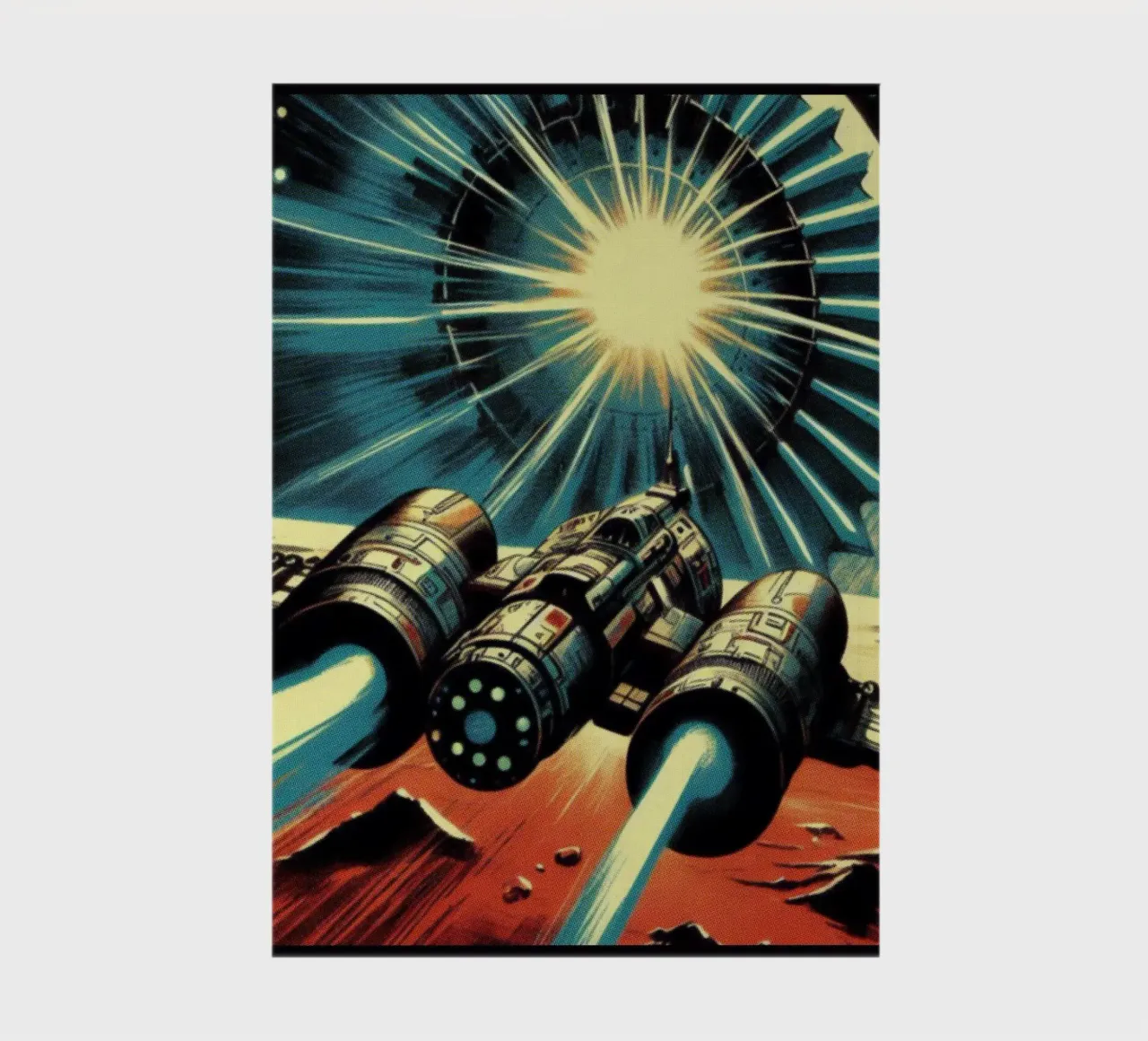 Spaceship - Vintage poster print notebook by posterprints-by-nomad
