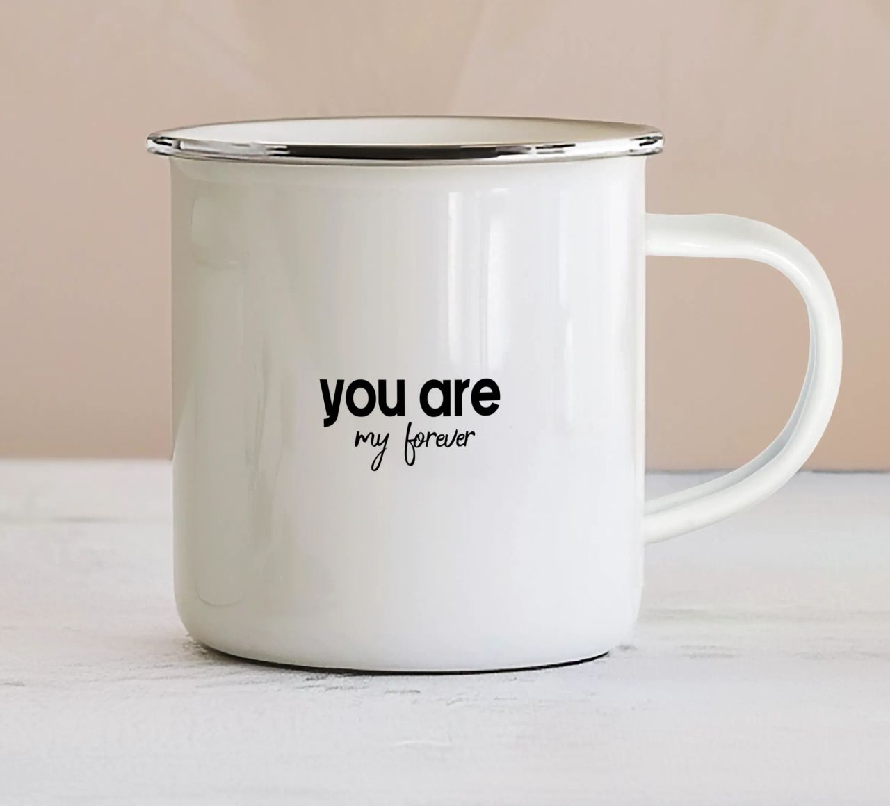 Tu sei il mio per sempre tazza in smalto da YV TYPOGRAPHY