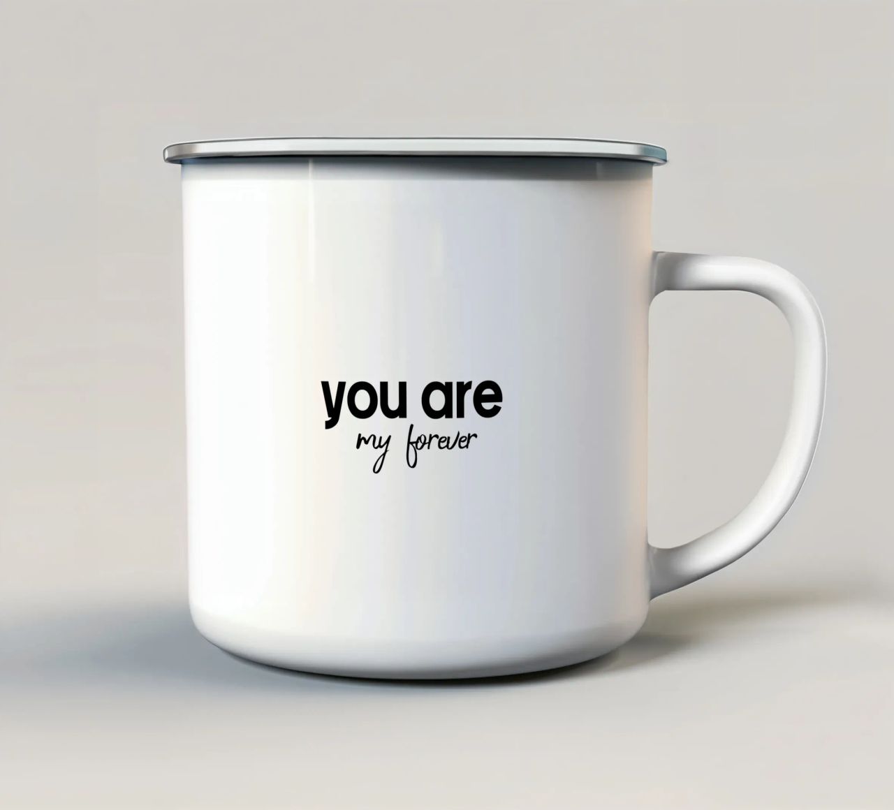 Tu sei il mio per sempre tazza in smalto da YV TYPOGRAPHY