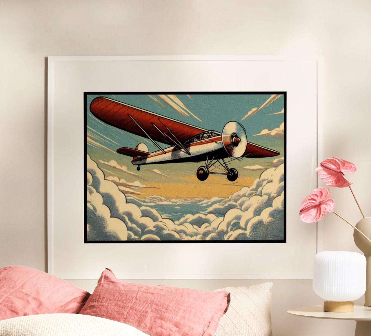 Airplane in clouds - Vintage Posterdruck poster by posterprints-by-nomad