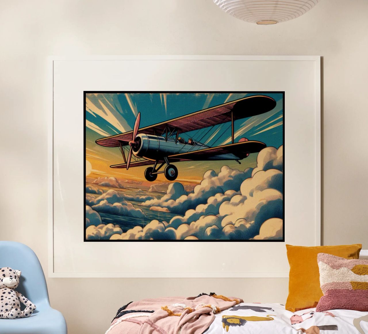 Airplane in clouds - Vintage Posterdruck poster by posterprints-by-nomad