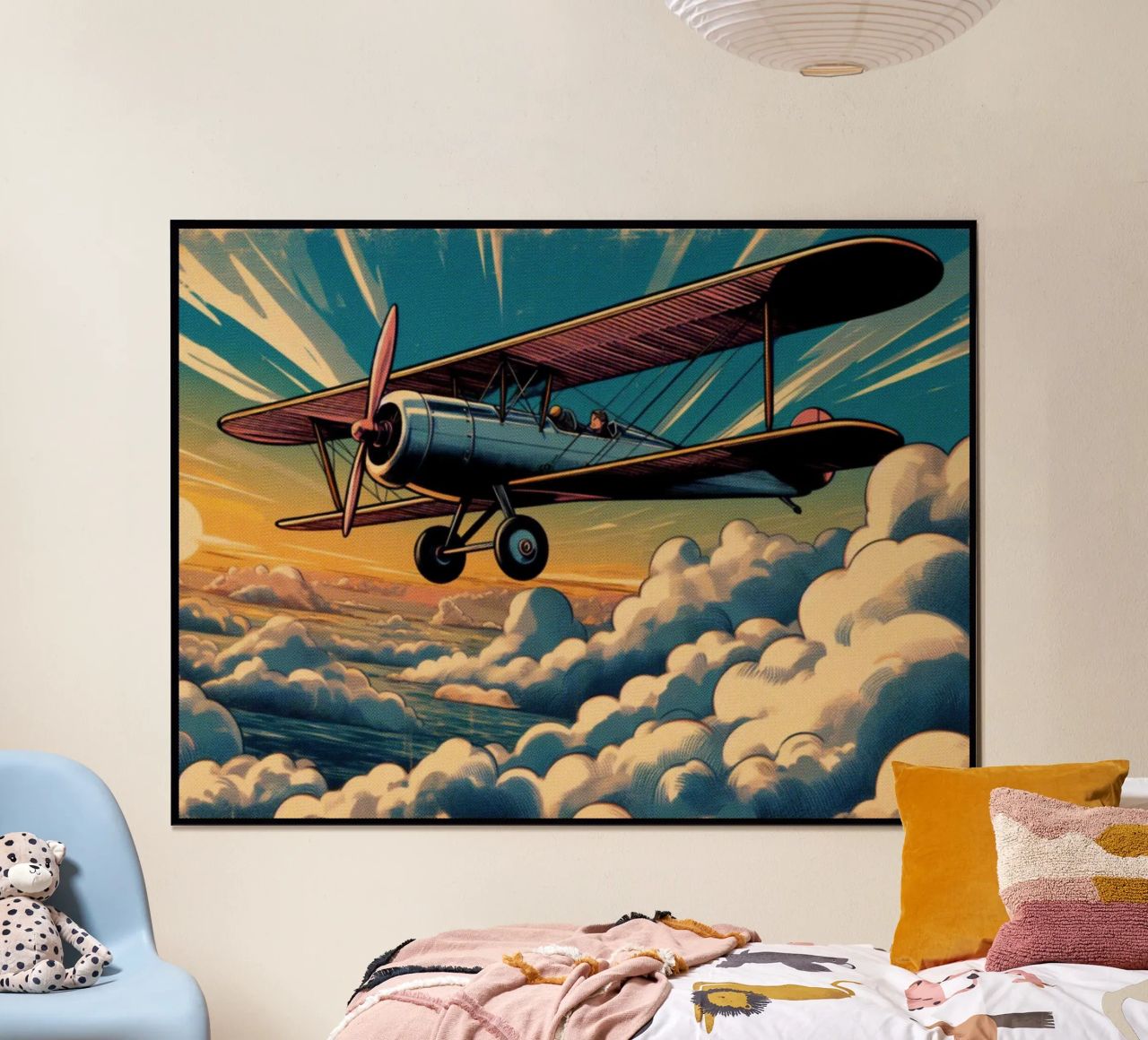 Airplane in clouds - Vintage Posterdruck poster by posterprints-by-nomad