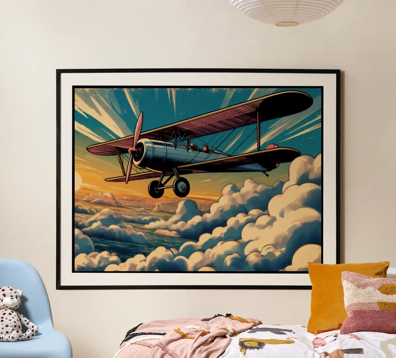 Airplane in clouds - Vintage Posterdruck poster by posterprints-by-nomad