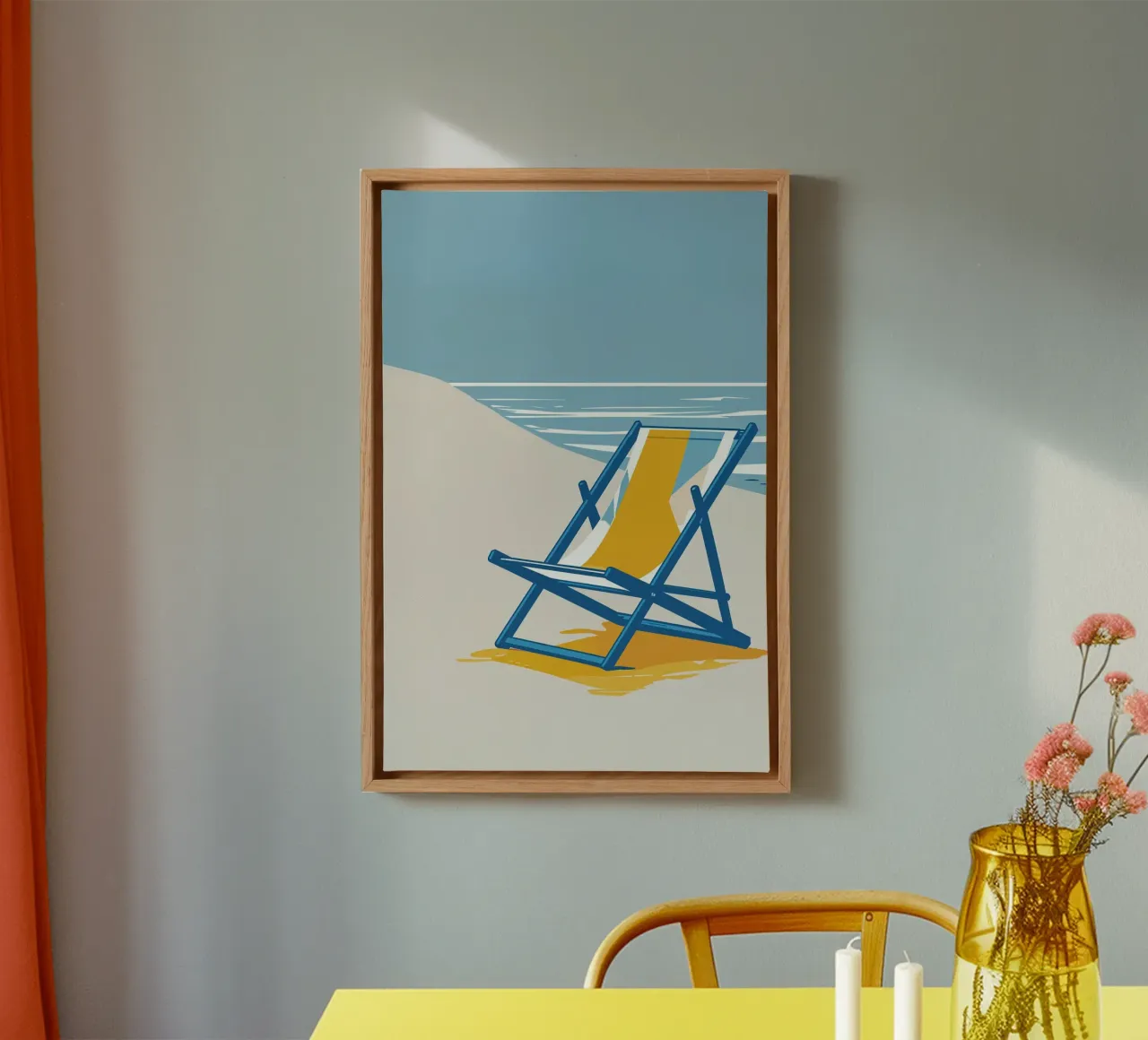 Sunset Beach Chair Overlooking the Calm Ocean tela con Cornice a cassetta da AlbertKlee