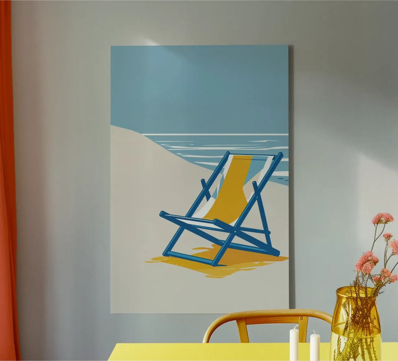 Sunset Beach Chair Overlooking the Calm Ocean tela con Cornice a cassetta da AlbertKlee