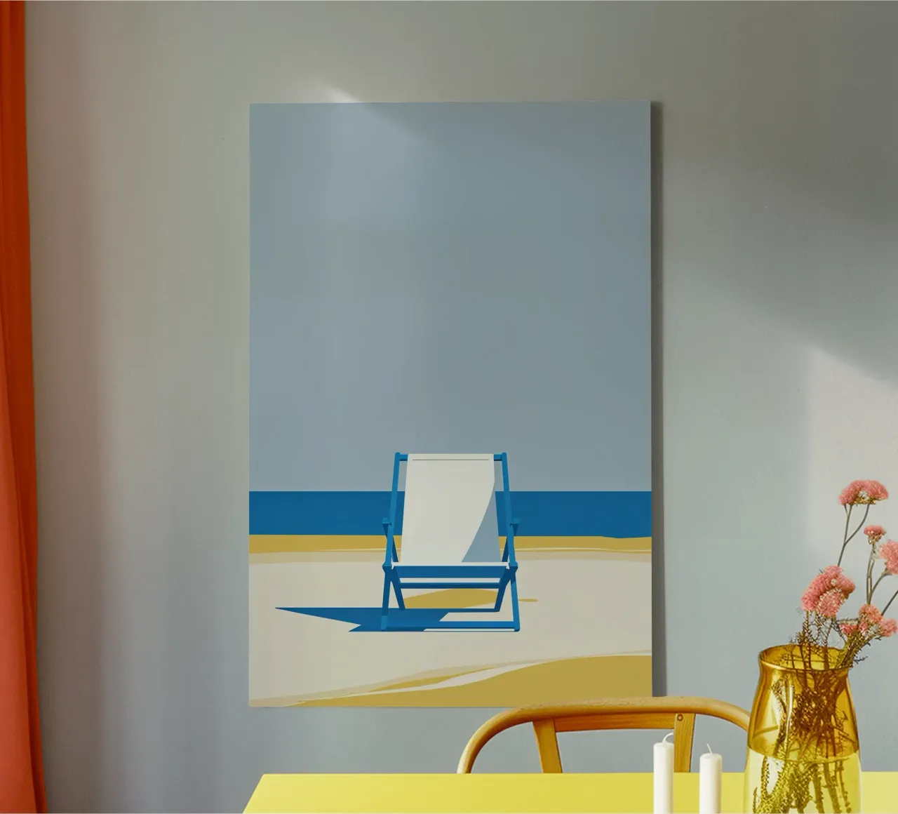 Minimalist Coastal Scene with a Sylt Beach Chair tela con Cornice a cassetta da AlbertKlee