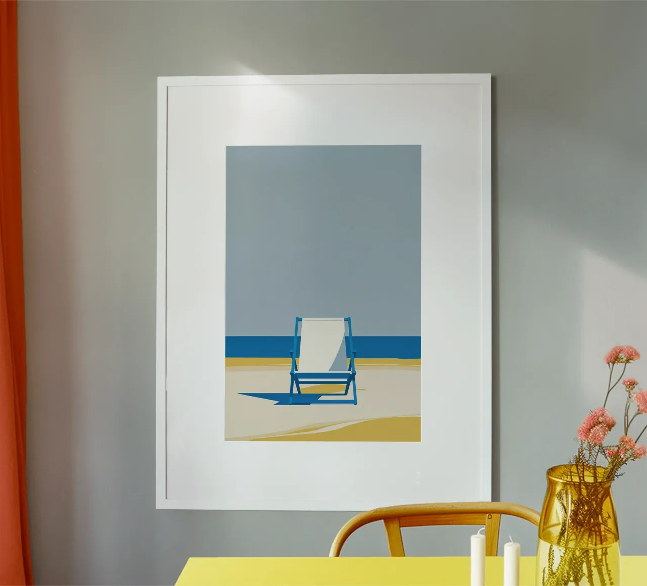 Minimalist Coastal Scene with a Sylt Beach Chair carta hahnemühle da AlbertKlee