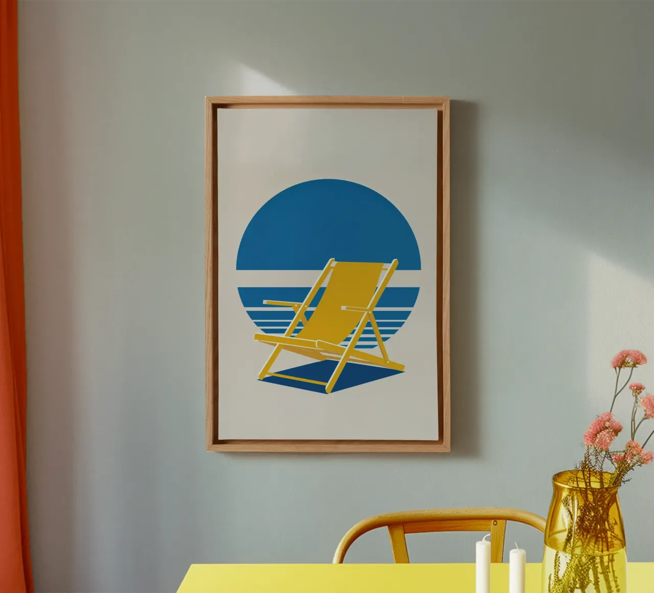 Graphic Art of a Sylt Beach Chair at Sunset tela con Cornice a cassetta da AlbertKlee