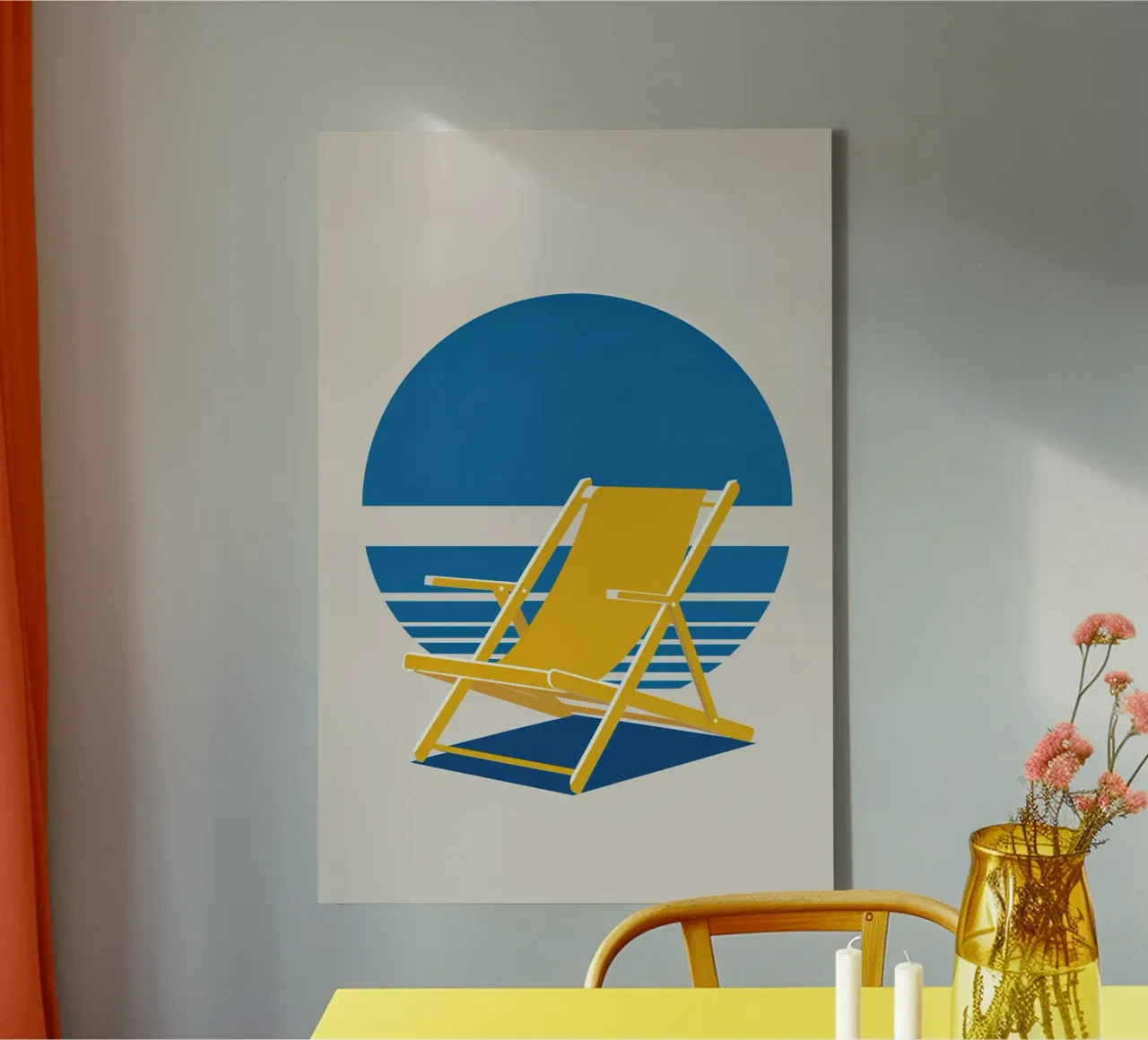 Graphic Art of a Sylt Beach Chair at Sunset tela con Cornice a cassetta da AlbertKlee