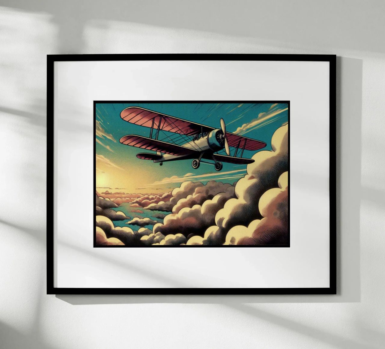 Airplane in clouds - Vintage Posterdruck poster by posterprints-by-nomad
