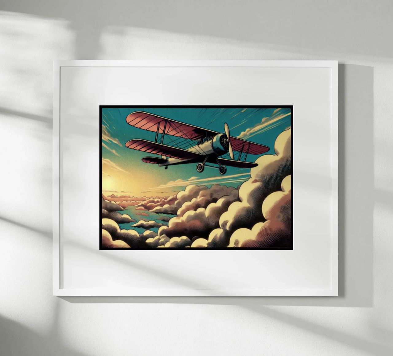 Airplane in clouds - Vintage Posterdruck poster by posterprints-by-nomad