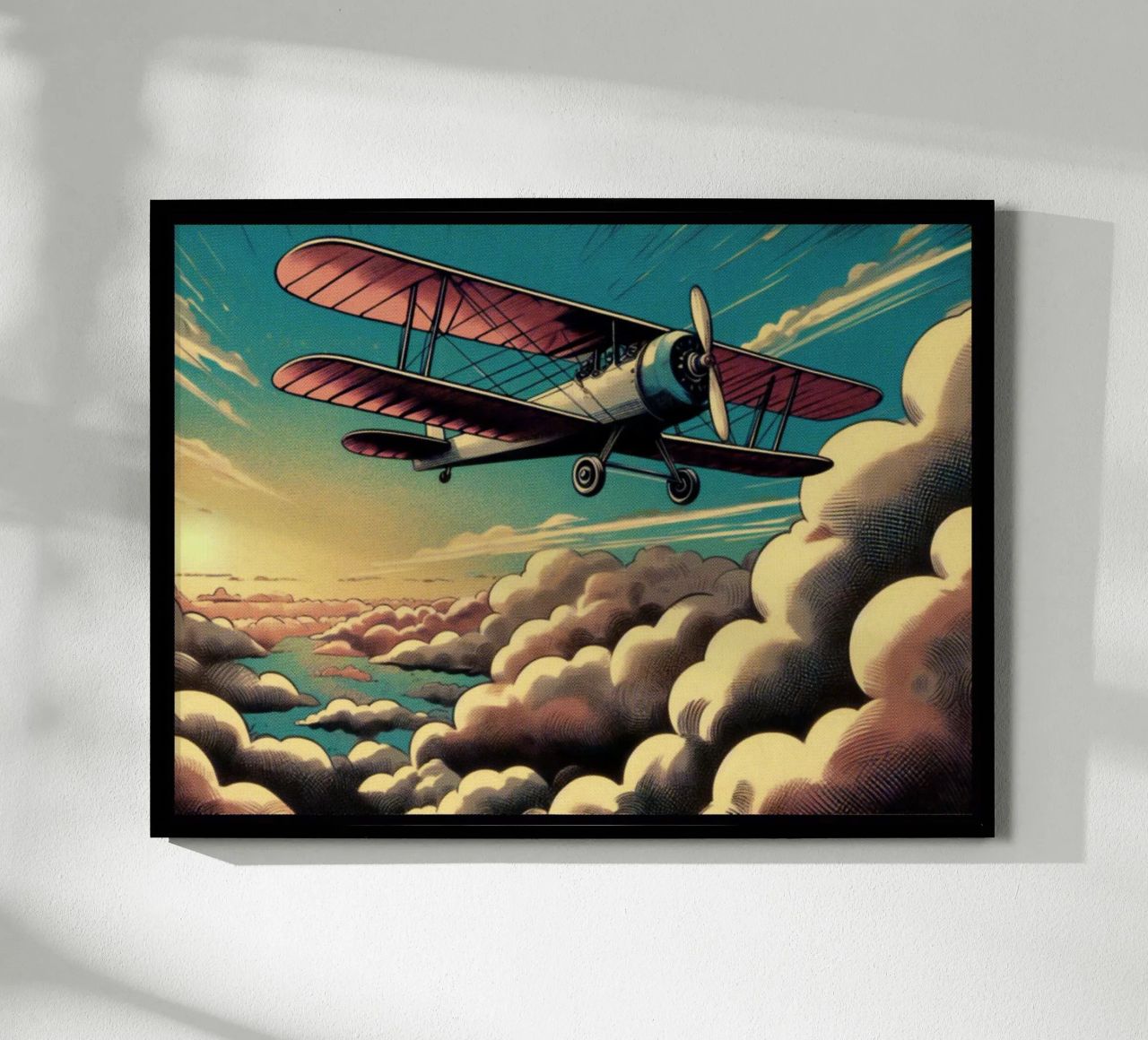 Airplane in clouds - Vintage Posterdruck poster by posterprints-by-nomad