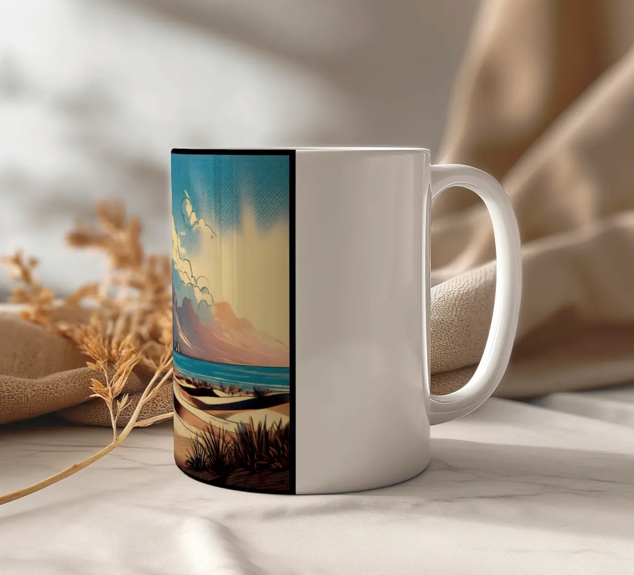 Giornata in spiaggia - Stampa poster d'epoca tazza in ceramica da posterprints-by-nomad