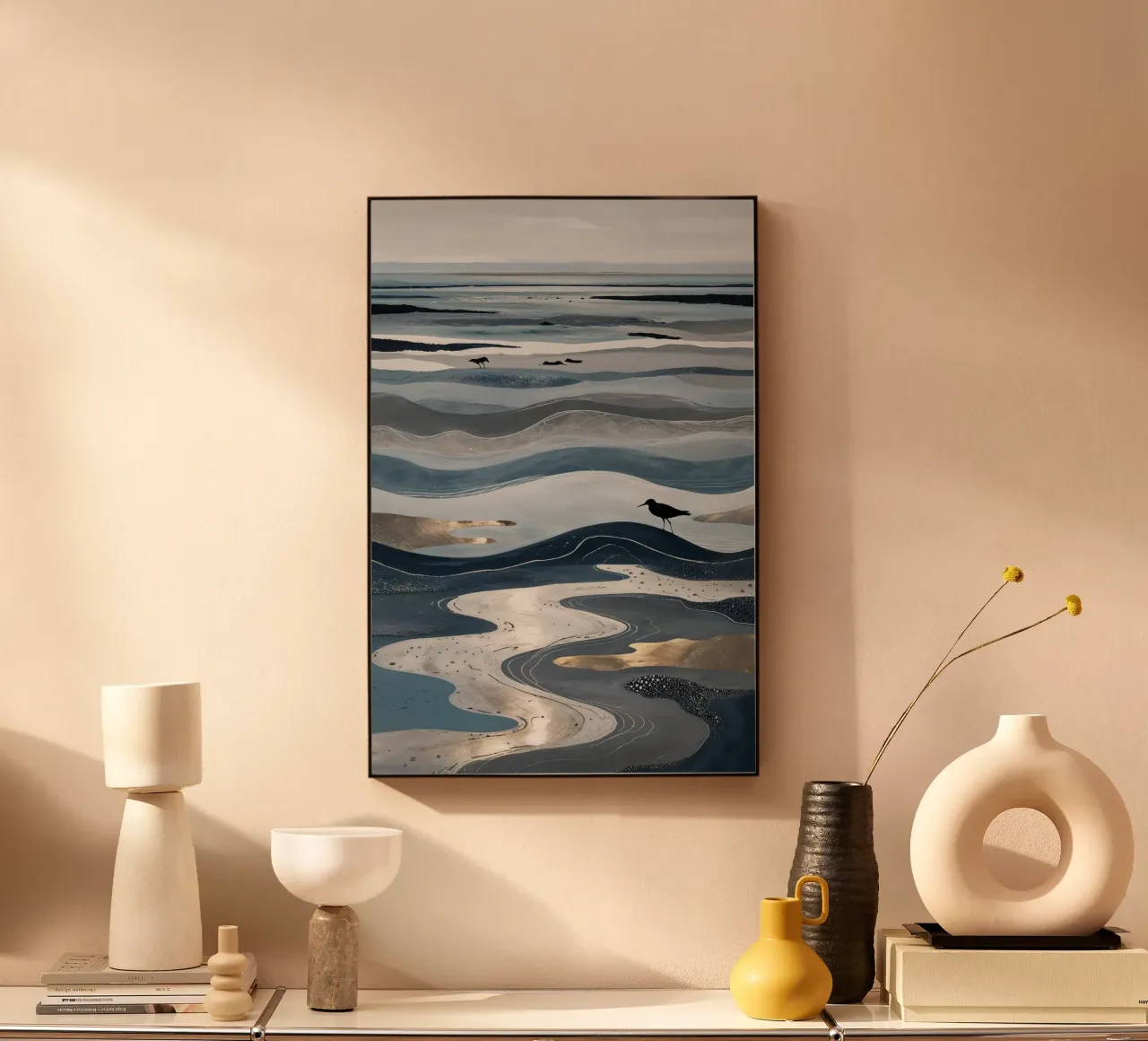 Tidal Waves and Bird Silhouettes on Wadden Sea plexiglass da AlbertKlee