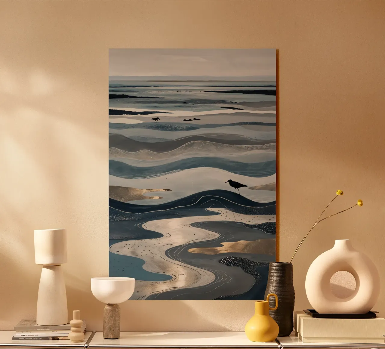 Tidal Waves and Bird Silhouettes on Wadden Sea plexiglass da AlbertKlee