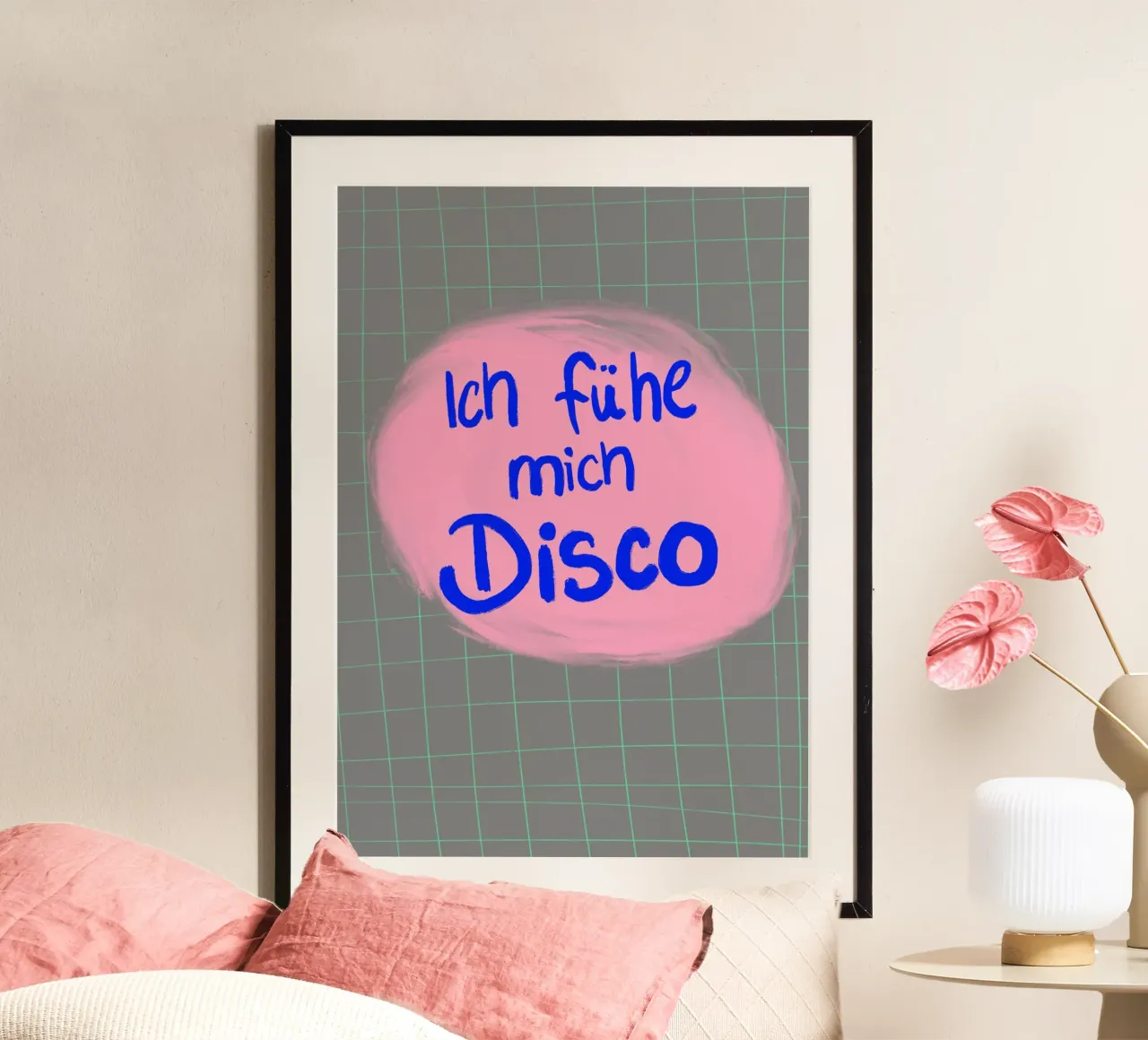 Ich fühl mich Disco poster con telaio in alluminio da Hej Ibiza by Ute Arnold