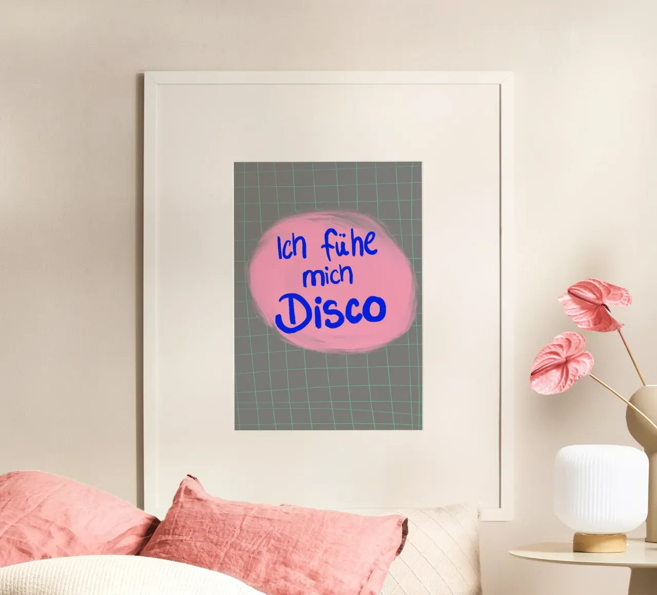 Ich fühl mich Disco poster con telaio in alluminio da Hej Ibiza by Ute Arnold