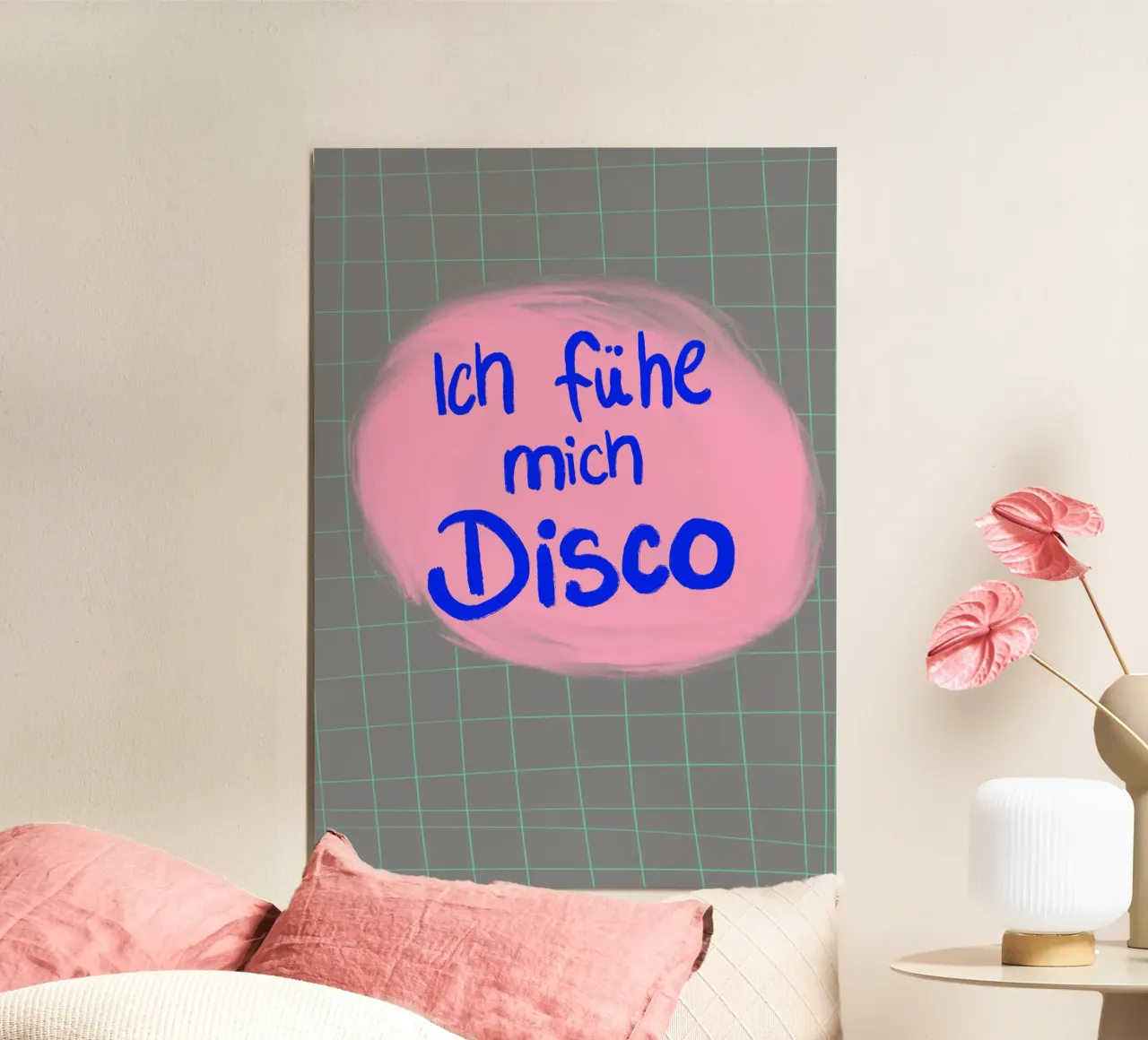 Ich fühl mich Disco poster con telaio in alluminio da Hej Ibiza by Ute Arnold