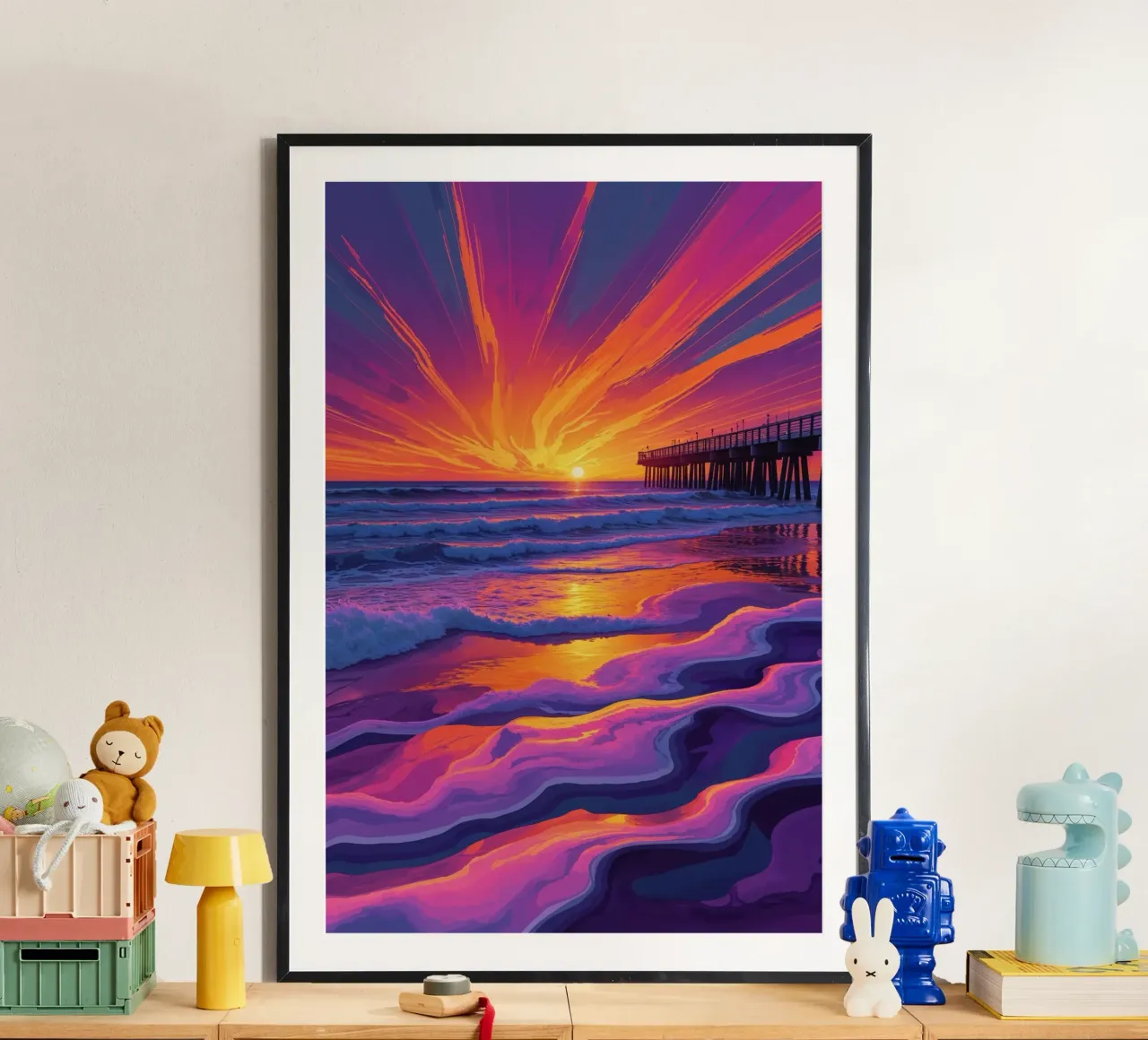Abstract Waves of Sylt’s Sunset Coast carta hahnemühle da AlbertKlee