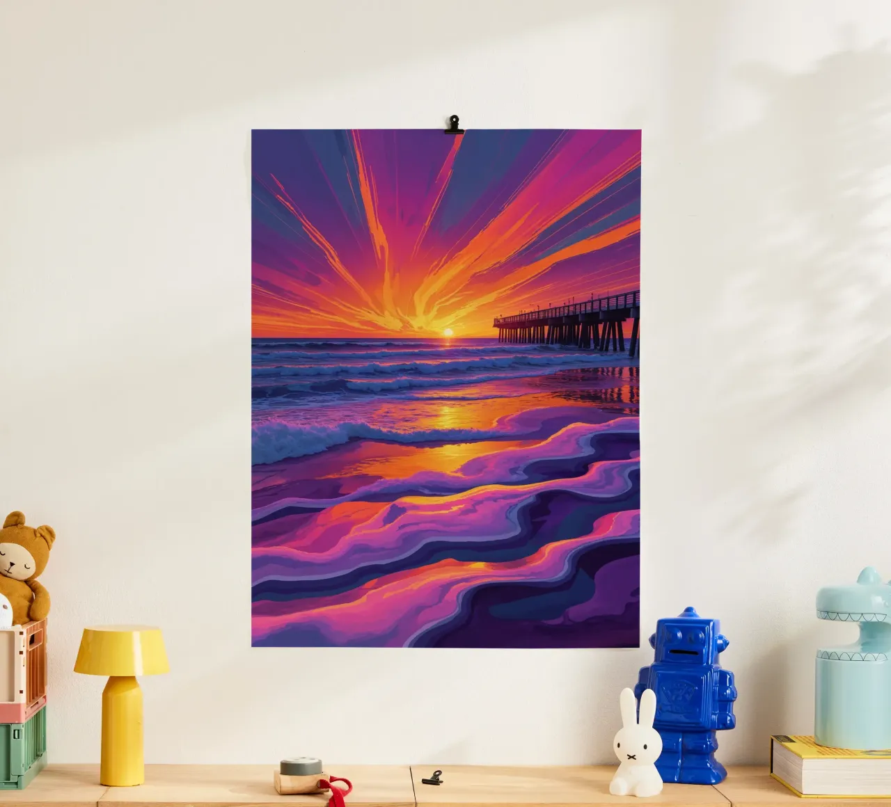 Abstract Waves of Sylt’s Sunset Coast carta hahnemühle da AlbertKlee
