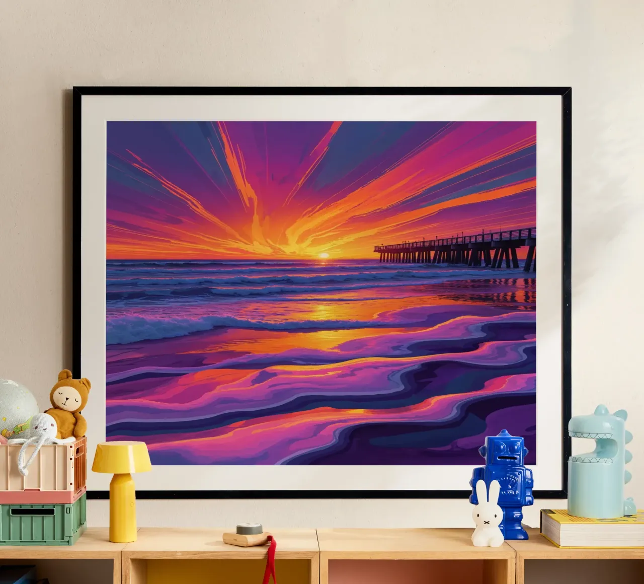 Abstract Waves of Sylt’s Sunset Coast carta hahnemühle da AlbertKlee