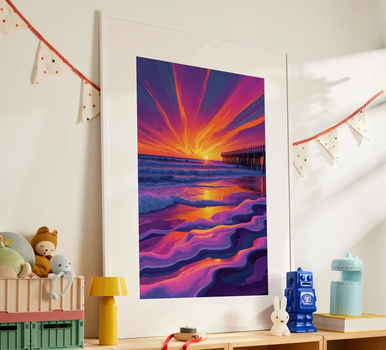 Abstract Waves of Sylt’s Sunset Coast carta hahnemühle da AlbertKlee