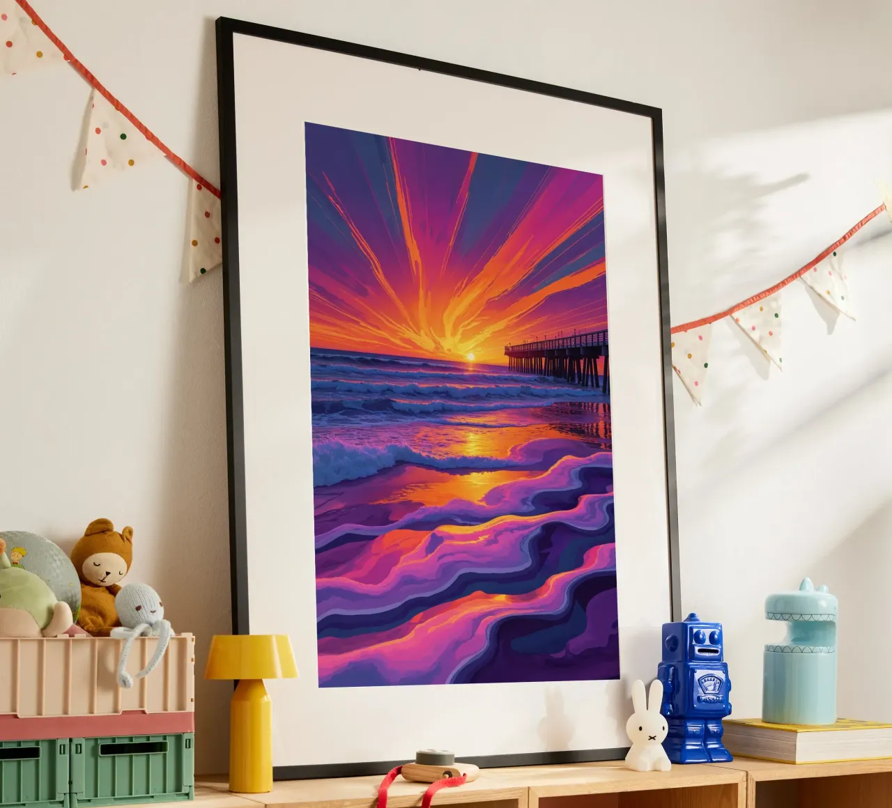 Abstract Waves of Sylt’s Sunset Coast carta hahnemühle da AlbertKlee
