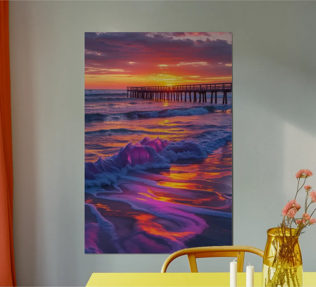 Westerland Beach Reflection in Motion poster con telaio in legno da AlbertKlee
