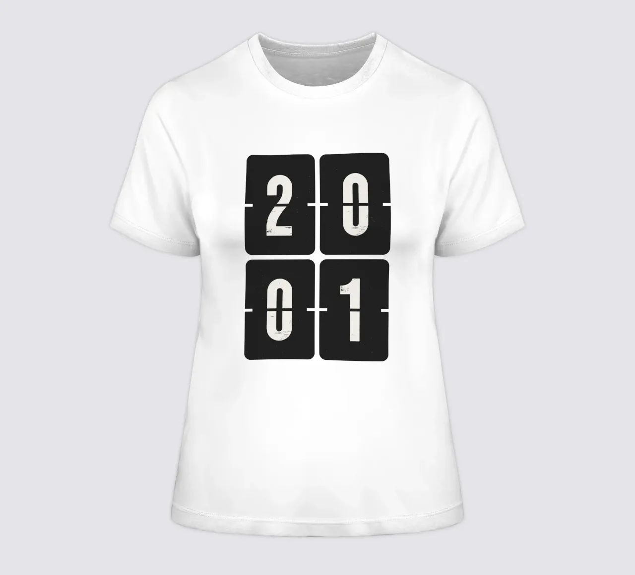 2001 Jaar dames t-shirt getailleerd van Vintagrafica