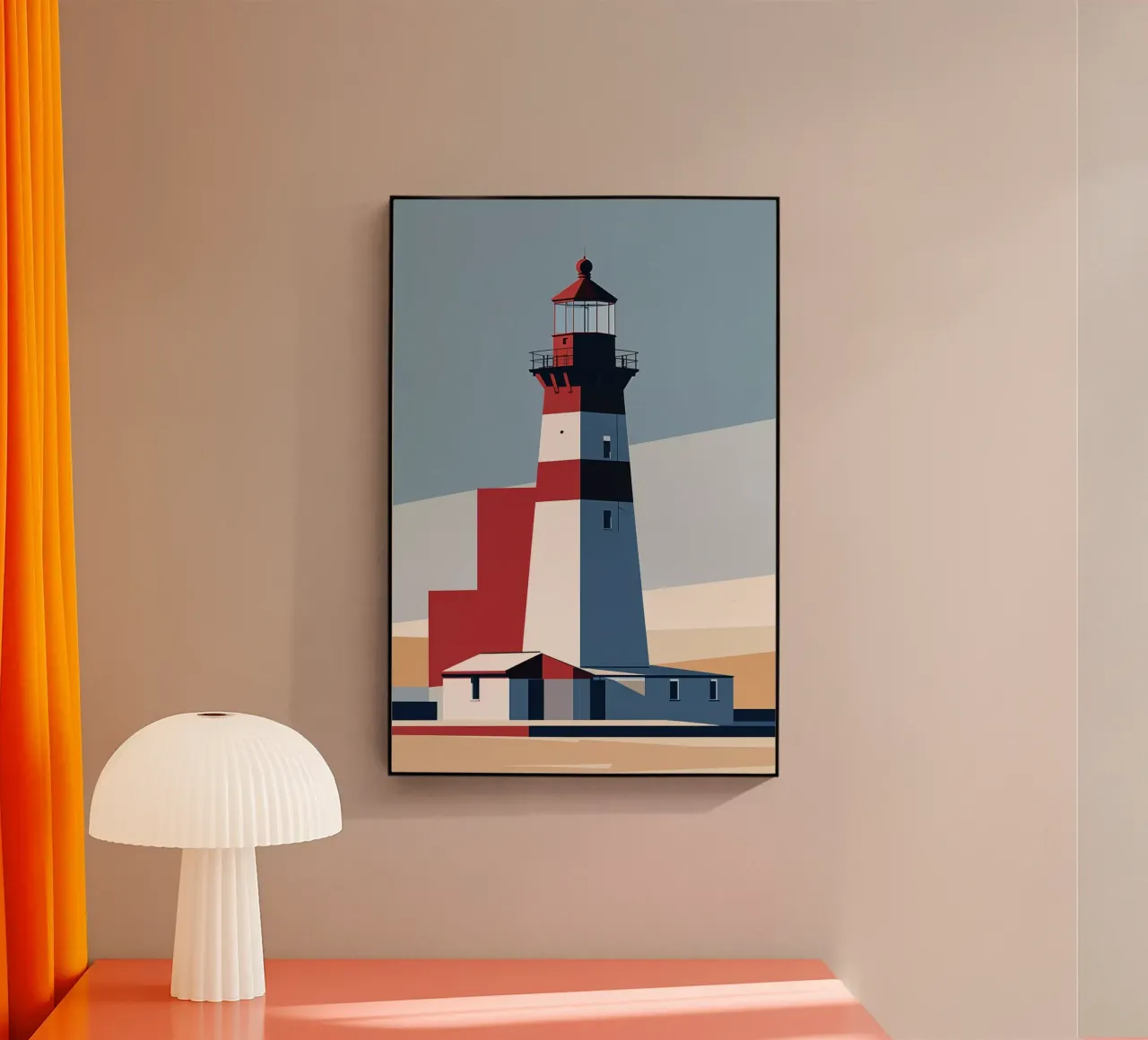 Minimalist Hörnum Lighthouse with Geometric Shapes plexiglass da AlbertKlee