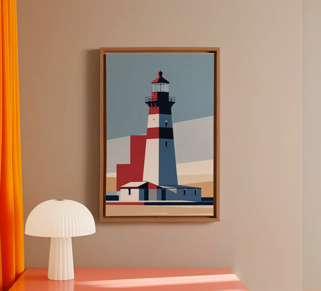 Minimalist Hörnum Lighthouse with Geometric Shapes tela da AlbertKlee