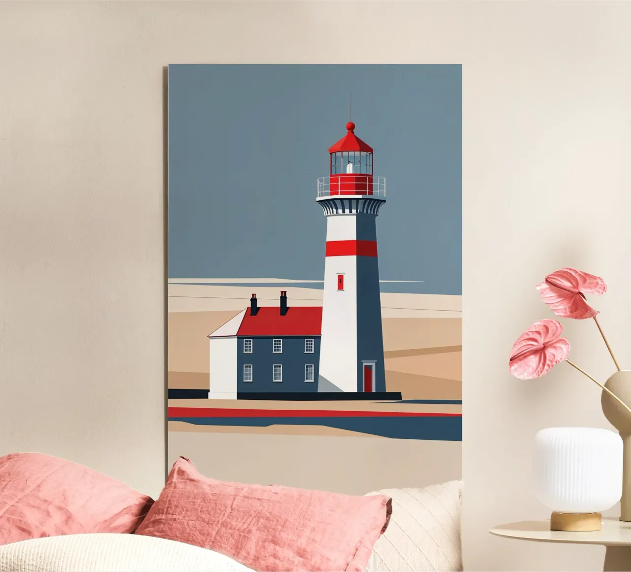 Abstract Lighthouse of Hörnum in Coastal Hues alluminio dibond da AlbertKlee