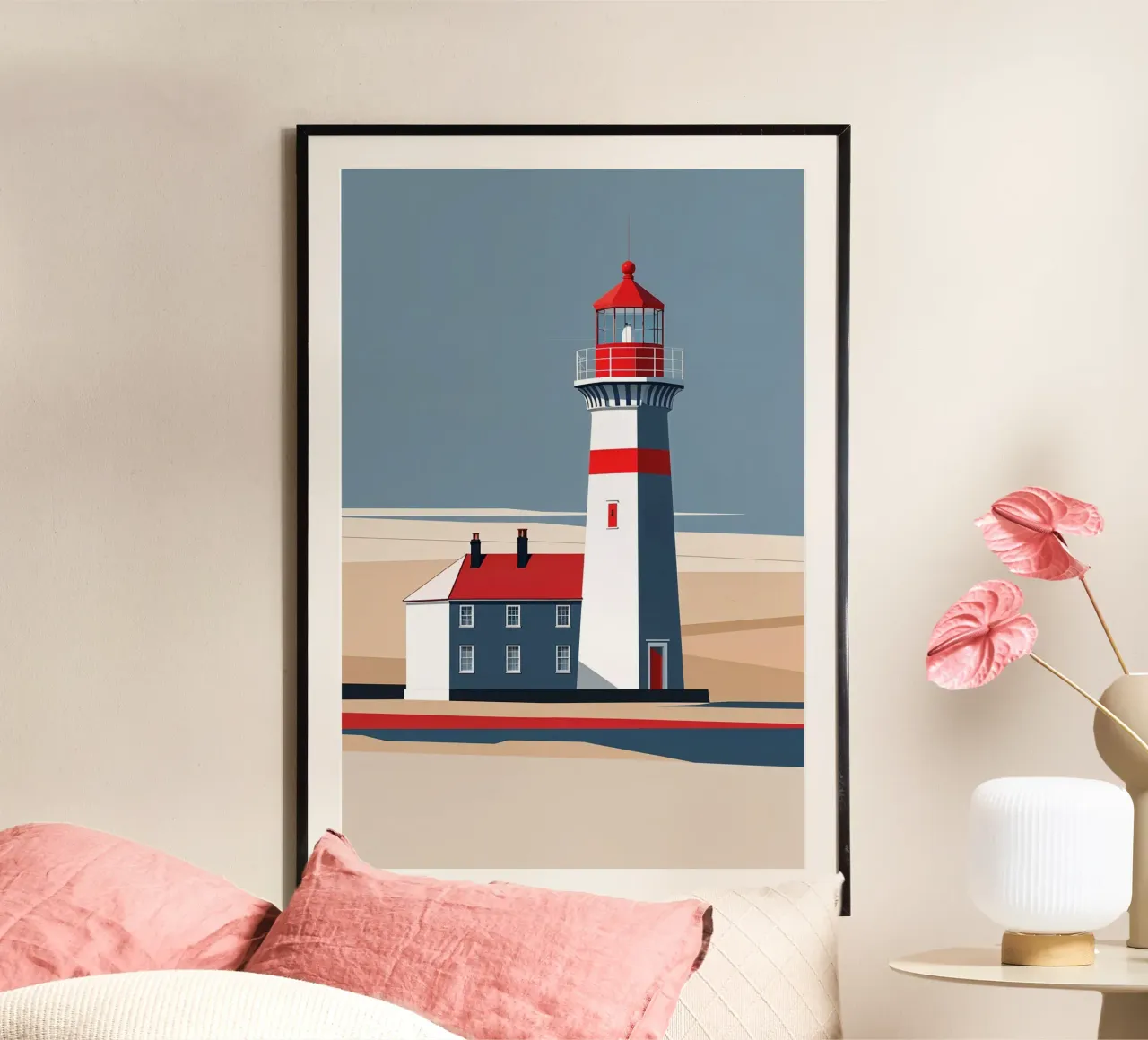 Abstract Lighthouse of Hörnum in Coastal Hues carta hahnemühle da AlbertKlee