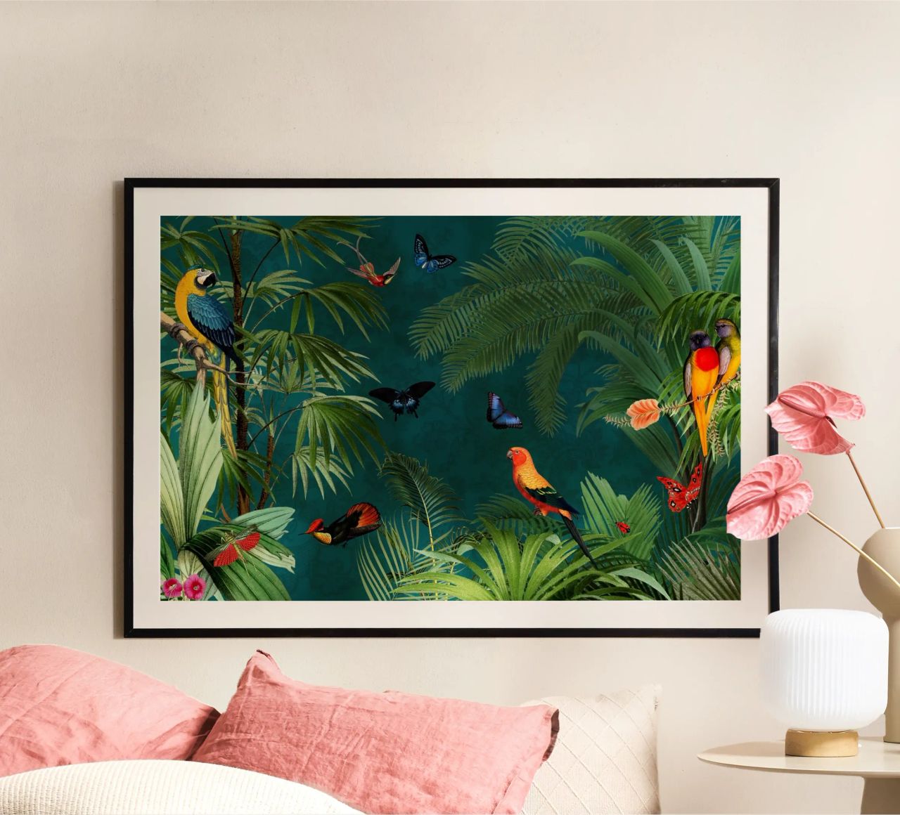 Mystic Vintage Jungle with Parrots, Hummingbirds & Foliage poster by Vintage World - Uta Naumann