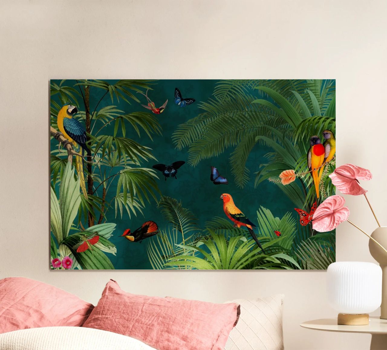 Mystic Vintage Jungle with Parrots, Hummingbirds & Foliage poster by Vintage World - Uta Naumann