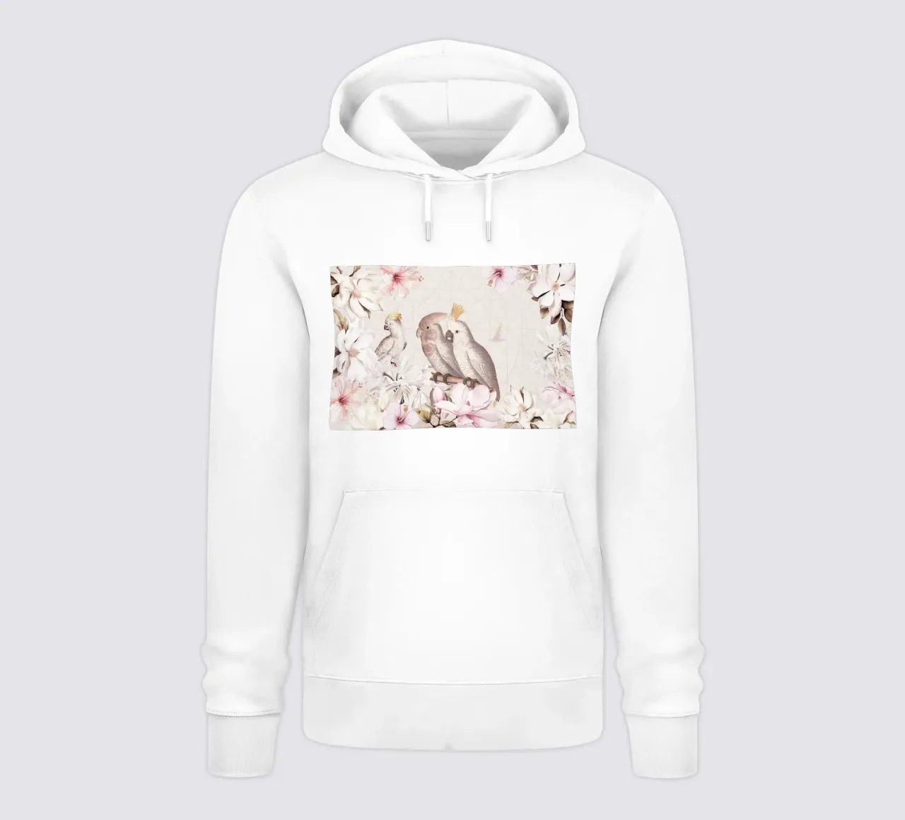 Cacatua vintage con giungla di magnolia e ibisco felpa con cappuccio da Vintage World - Uta Naumann