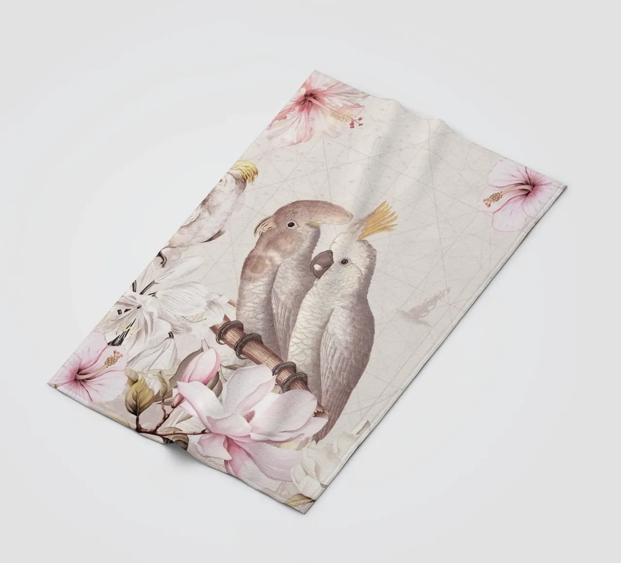 Cacatua vintage con giungla di magnolia e ibisco coperta in pile da Vintage World - Uta Naumann
