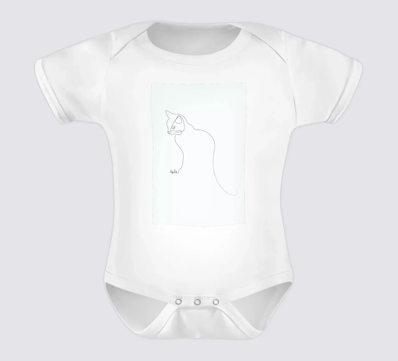 One Line Cat body neonato maniche corte da Quibe