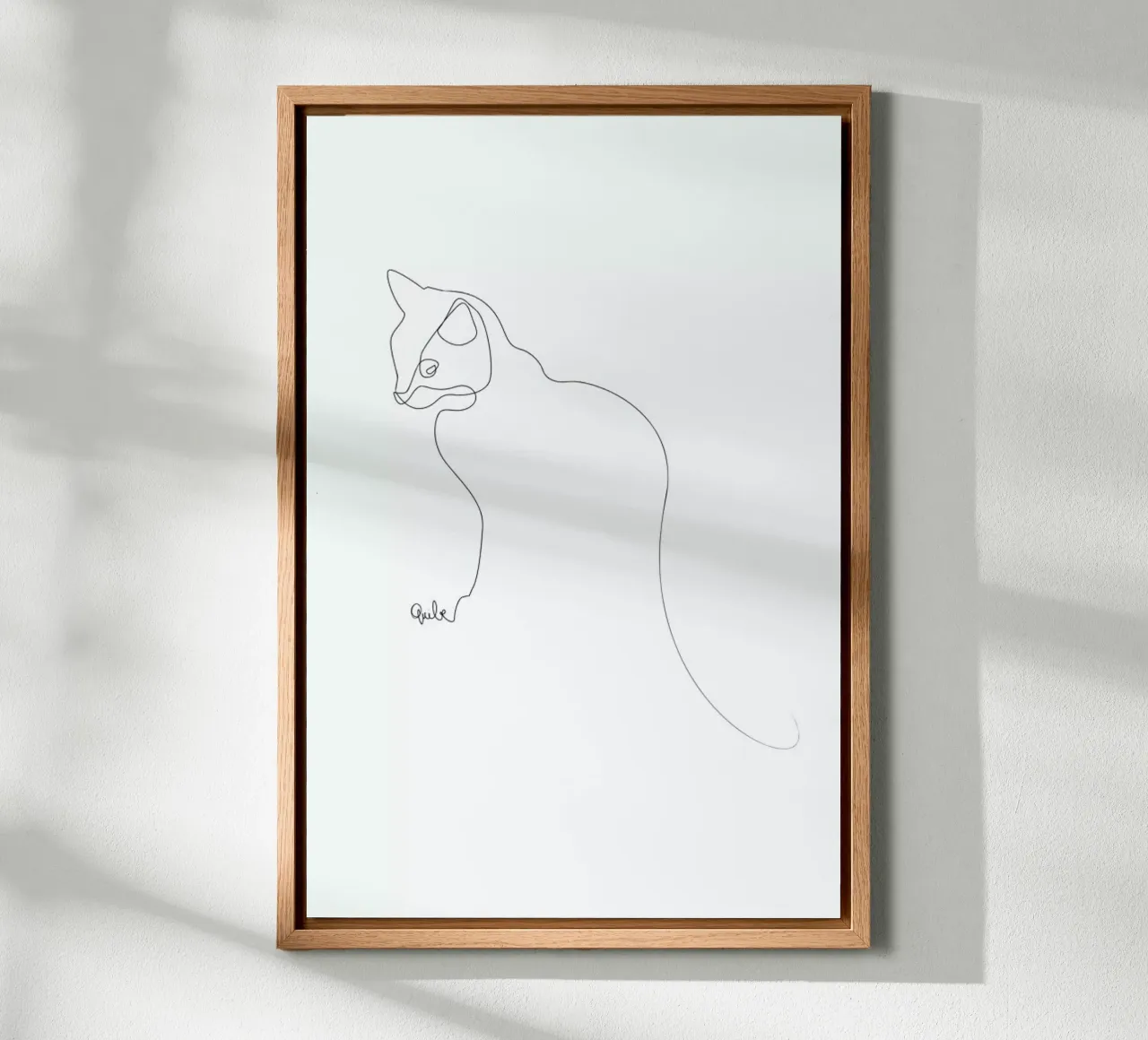 One Line Cat tela con Cornice a cassetta da Quibe