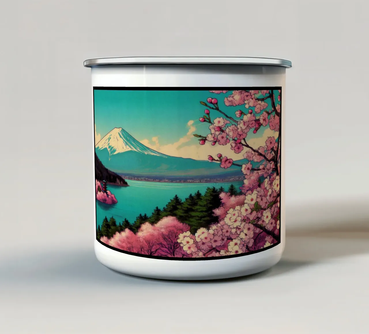 Sakura - Stampa poster d'epoca tazza in smalto da posterprints-by-nomad