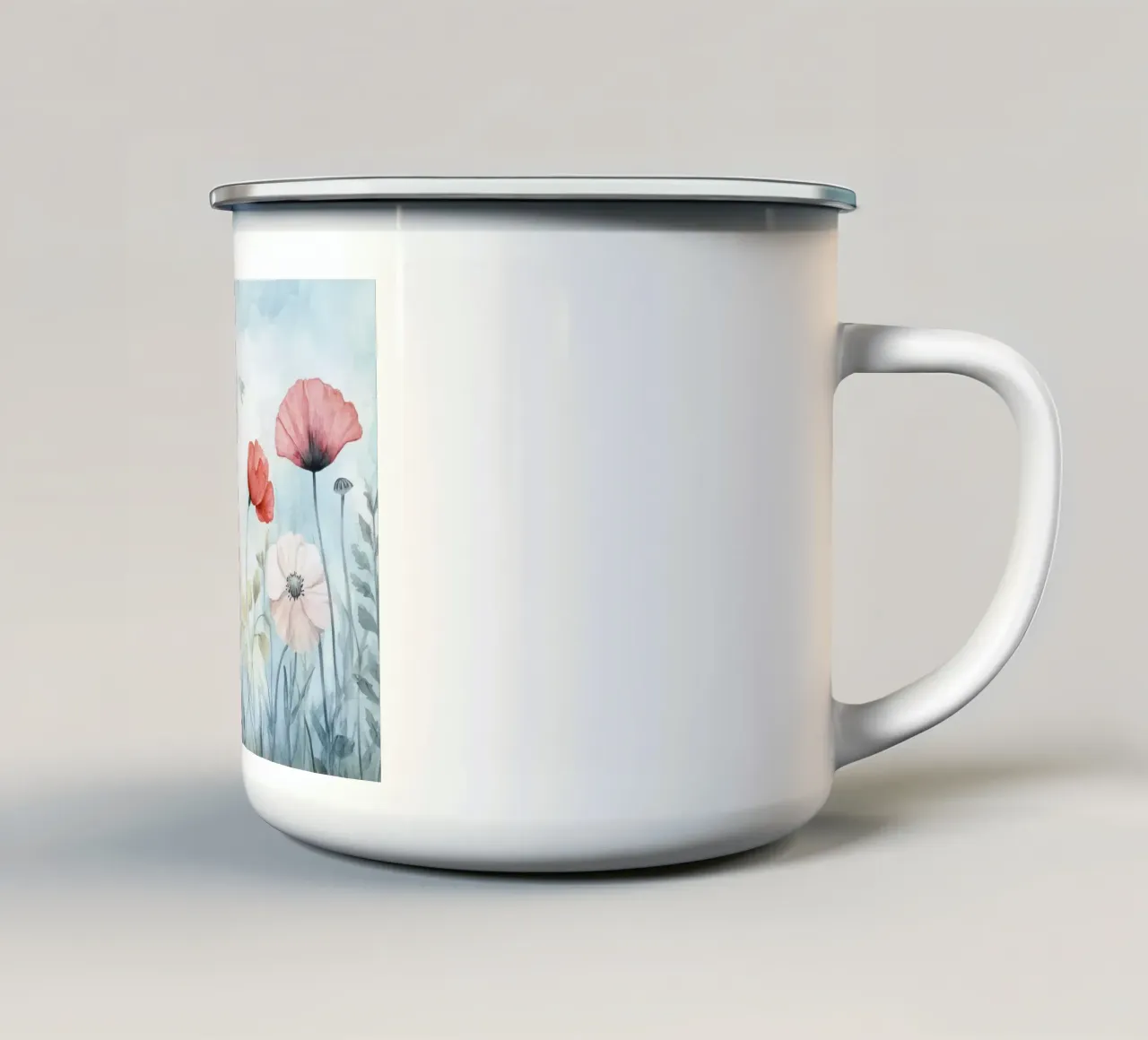 Papaveri acquerellati Prato di fiori selvatici tazza in smalto da Modern Muse