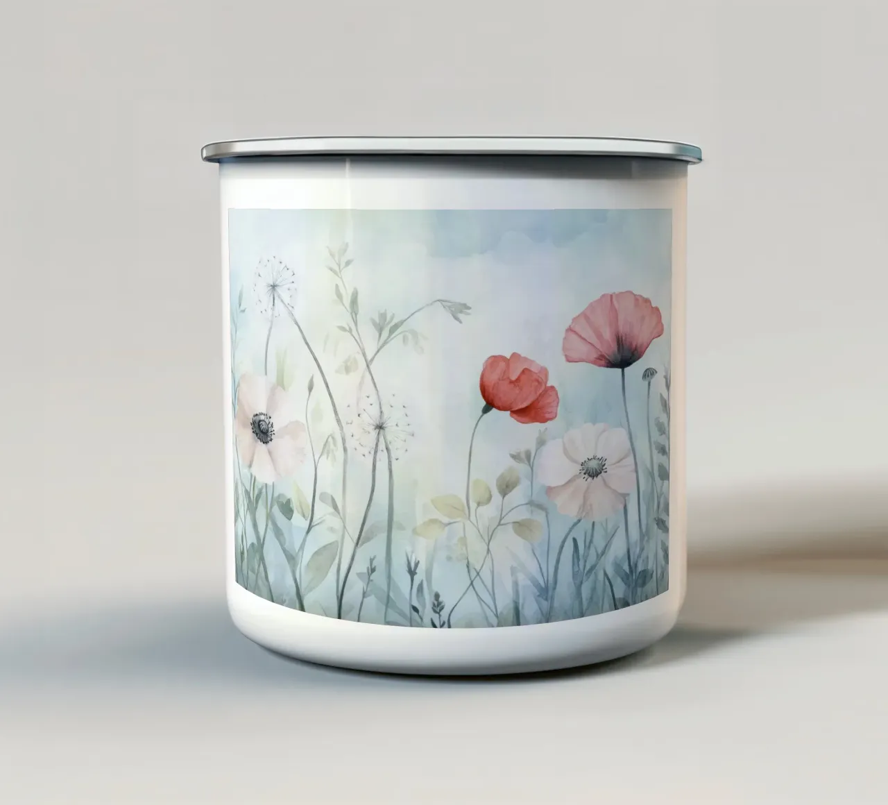 Papaveri acquerellati Prato di fiori selvatici tazza in smalto da Modern Muse