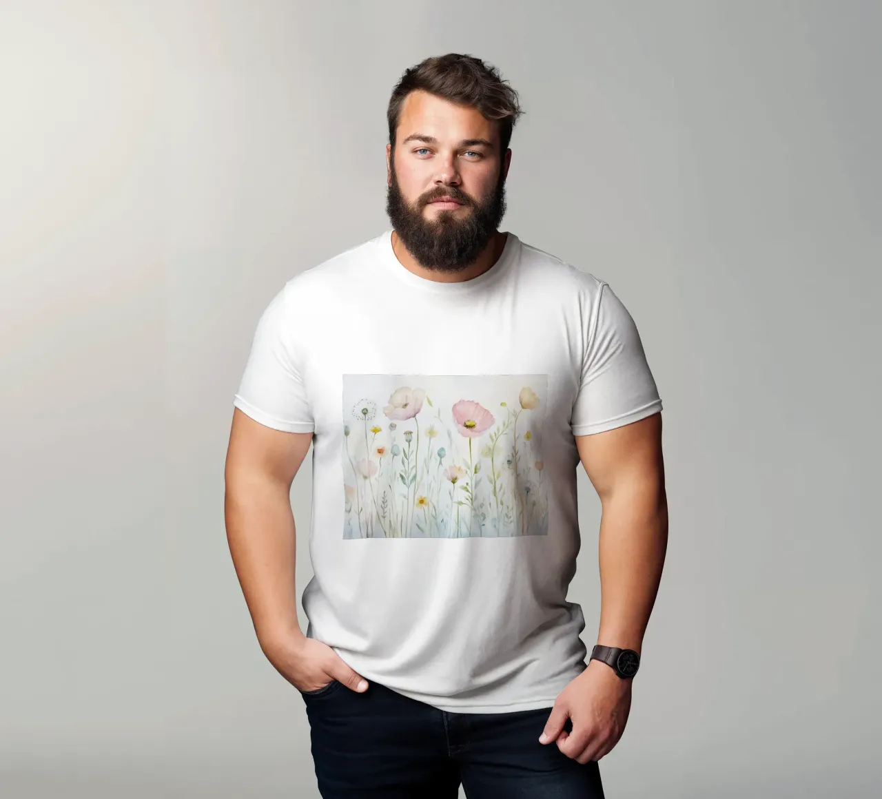 Prato di fiori selvatici acquerellato in stile scandi t-shirt da Modern Muse