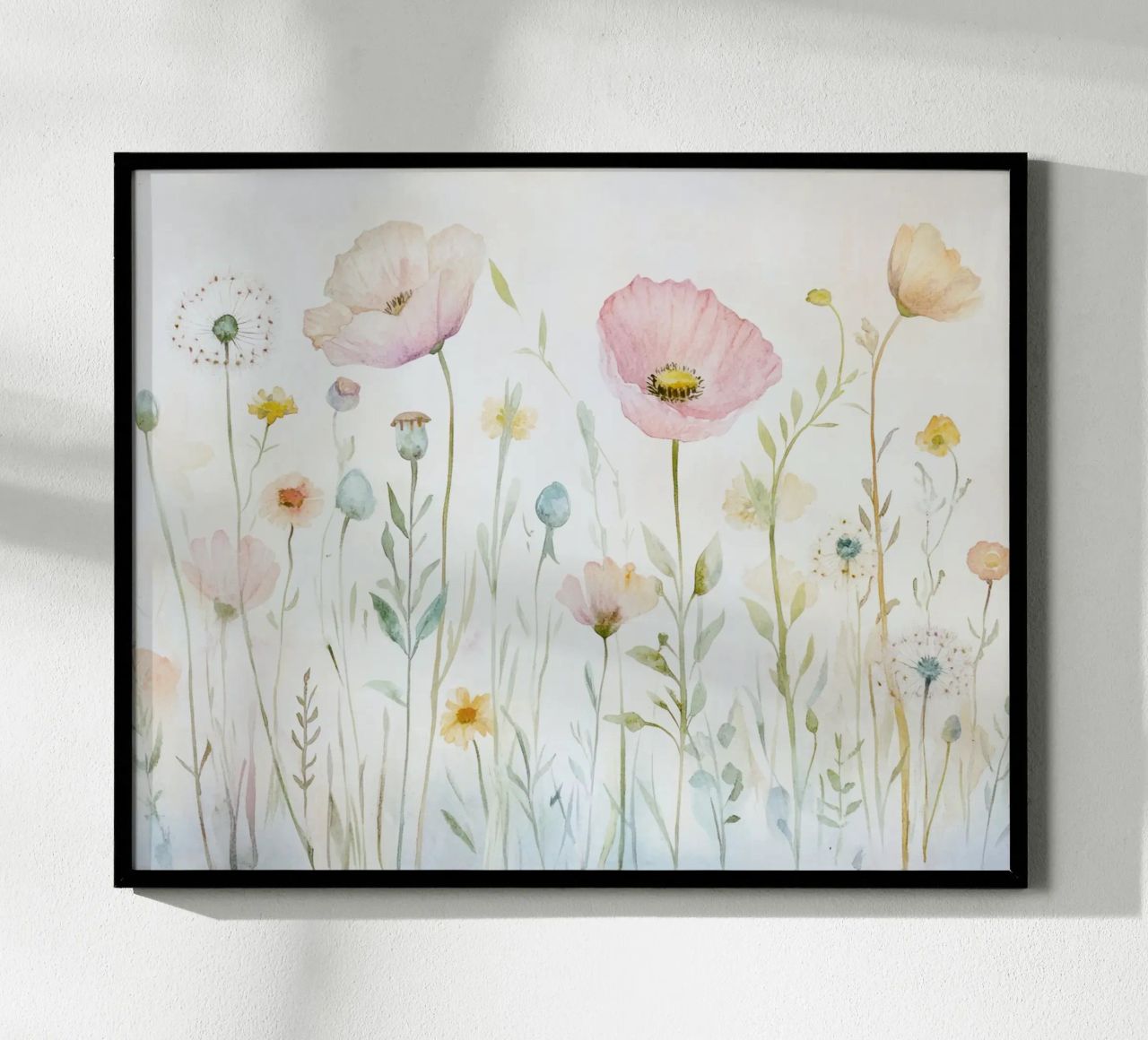 Pradera de flores silvestres en acuarela escandinava poster de Modern Muse