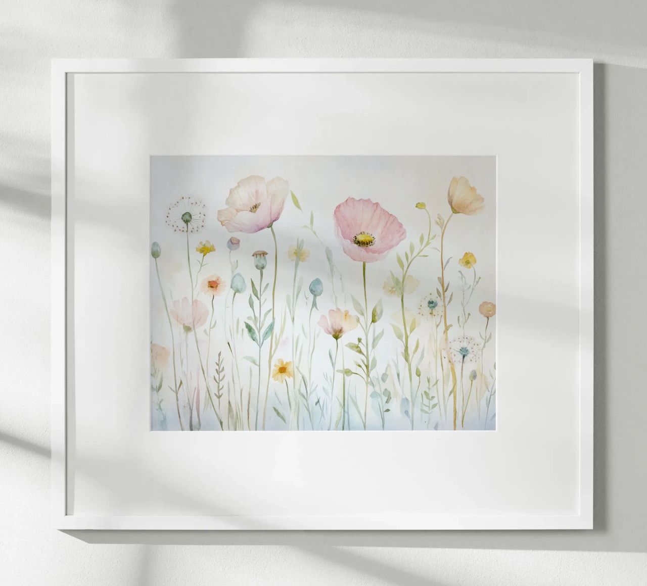 Pradera de flores silvestres en acuarela escandinava poster de Modern Muse