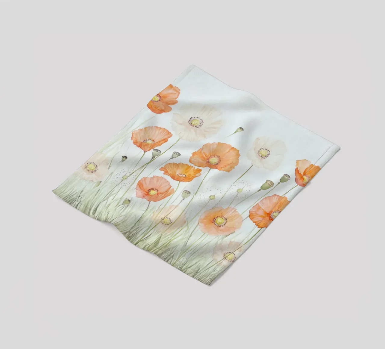 Acquerello Papaveri Dente di leone Prato di fiori selvatici coperta in pile da Modern Muse