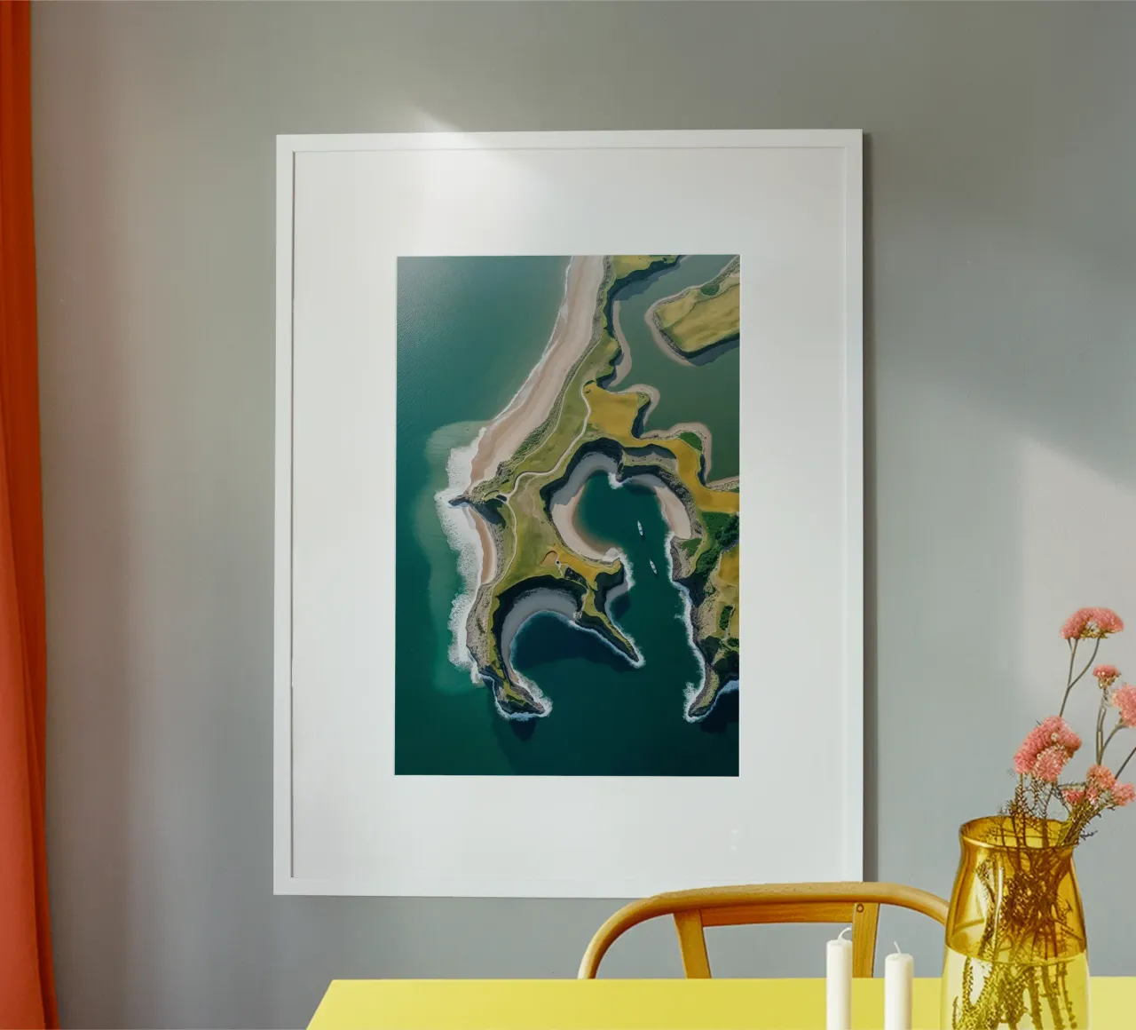 Nature’s Canvas – Sylt from Above poster con telaio in alluminio da AlbertKlee